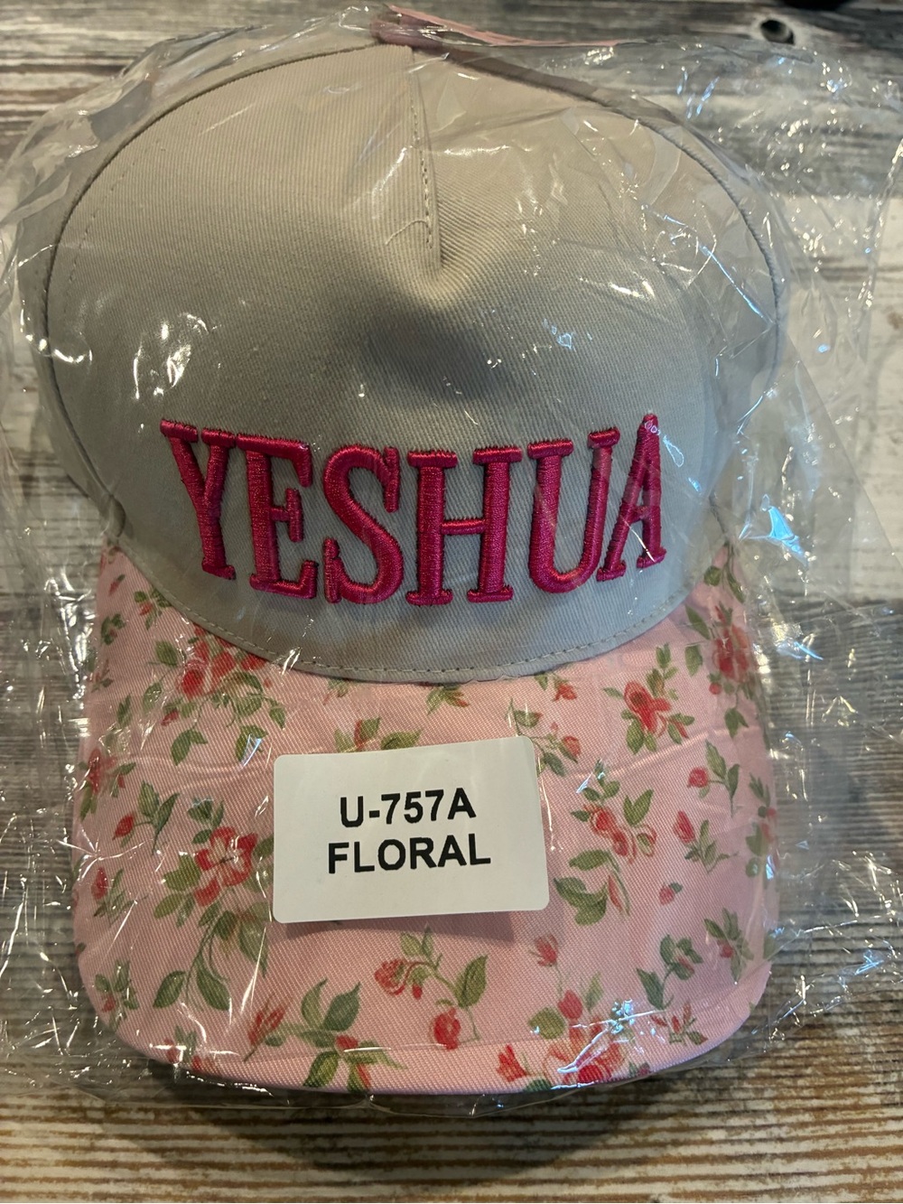 Yeshua Embroidered Floral Baseball Cap - Pink/Beige